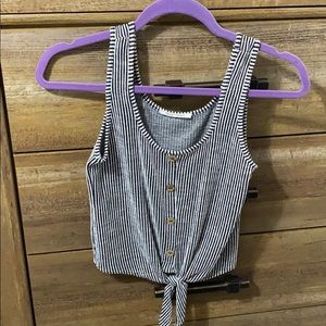 Black and white striped crop tank